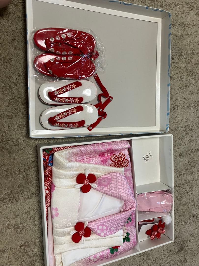 七五三 着物セット 花柄 100%絹　女の子　花ひめ