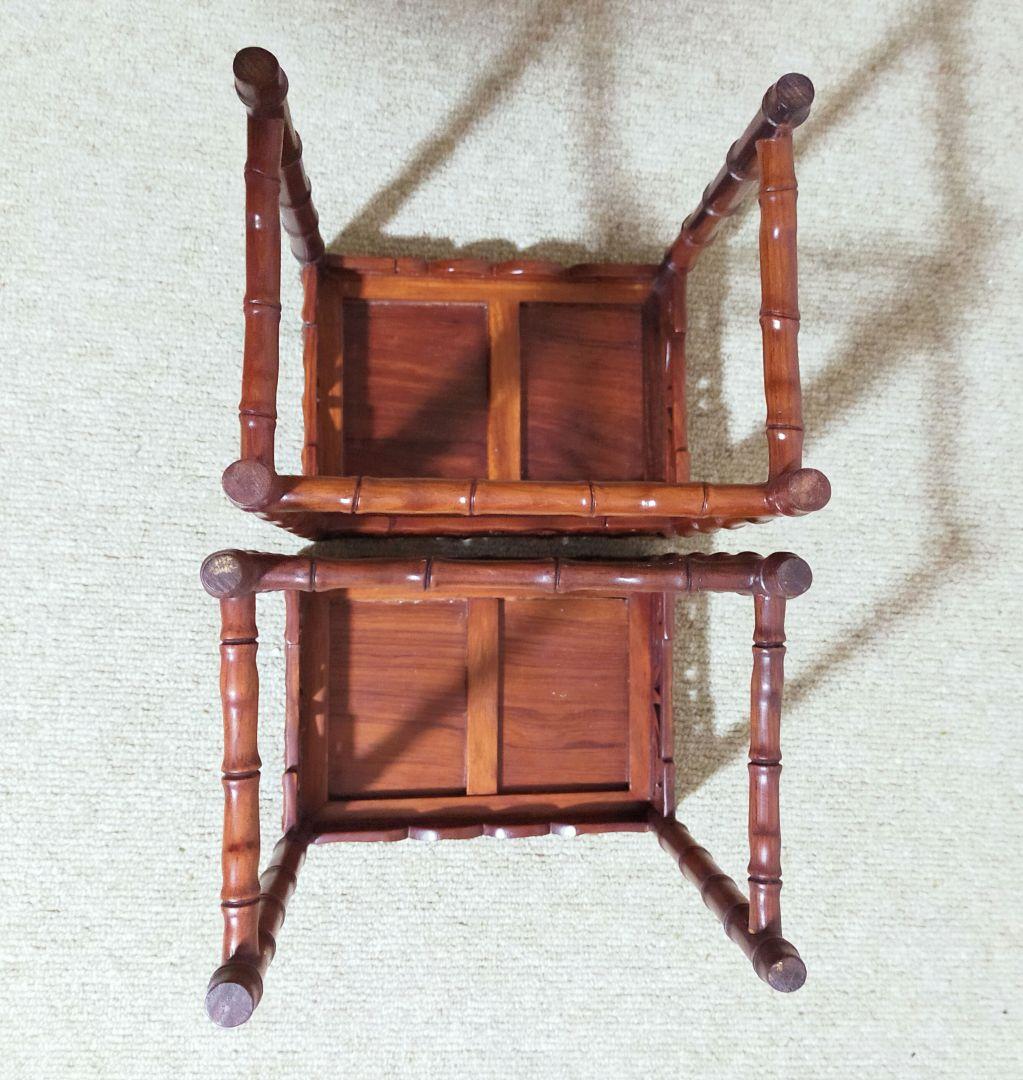 中国天然唐木　花梨木　竹節型　花台　香炉台　飾り台　お買い得２点セット