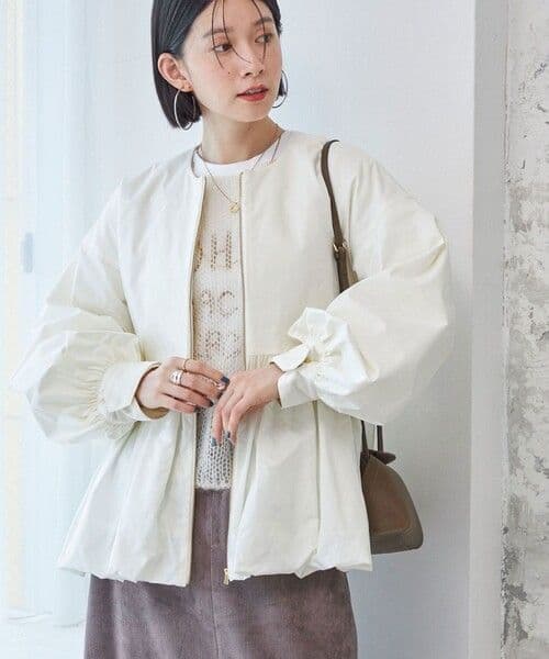 SHIPS ペプラムバルーン中綿ブルゾン