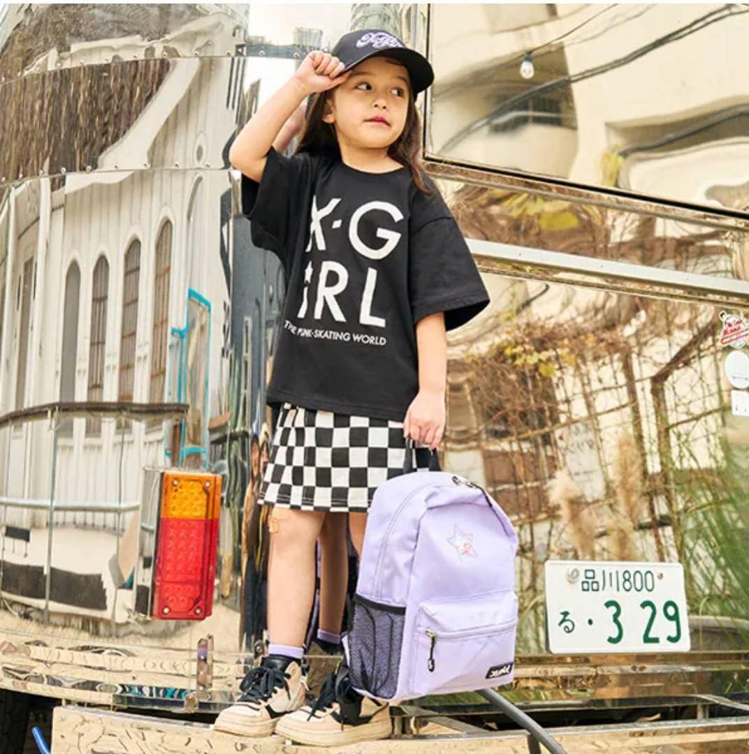 新品未使用 120cm エックスガールステージス ロゴTシャツブロック柄スカート