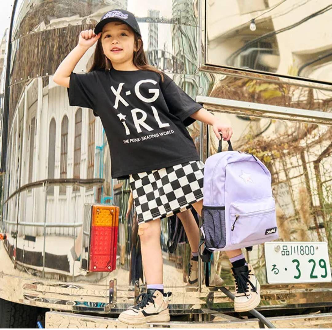 新品未使用 120cm エックスガールステージス ロゴTシャツブロック柄スカート