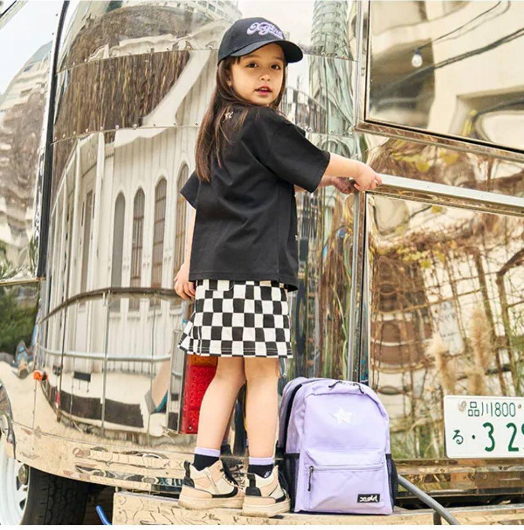 新品未使用 120cm エックスガールステージス ロゴTシャツブロック柄スカート