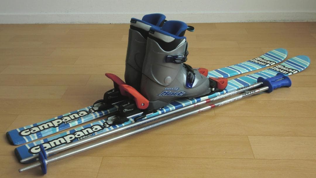 ■■送料無料■swallow■子供用スキー4点セット■板120/靴23■WAX■