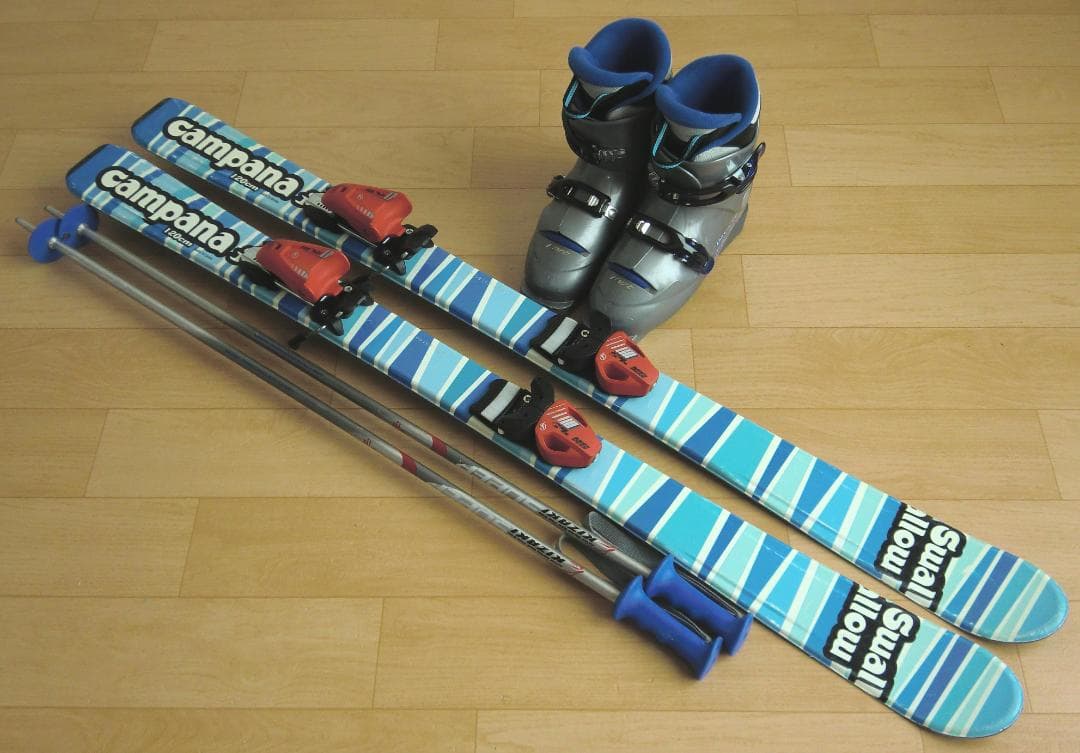 ■■送料無料■swallow■子供用スキー4点セット■板120/靴23■WAX■