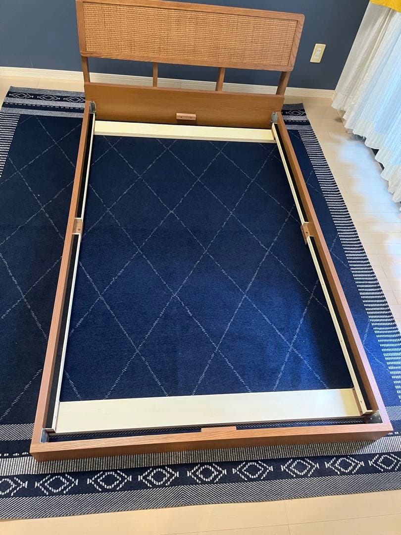 【たろう】 セミダブルベッドフレーム 木製ラタン調＋エマスリープマットレス