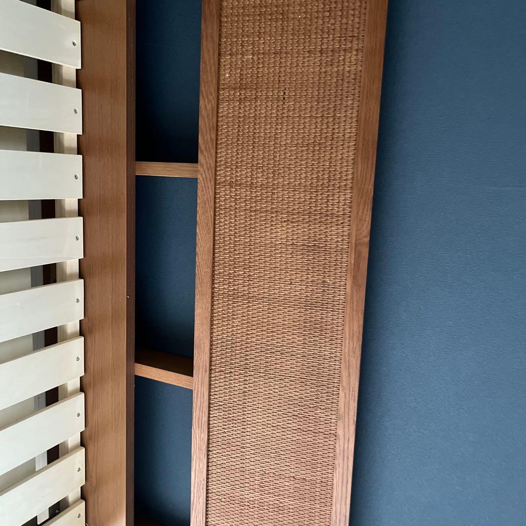 【たろう】 セミダブルベッドフレーム 木製ラタン調＋エマスリープマットレス