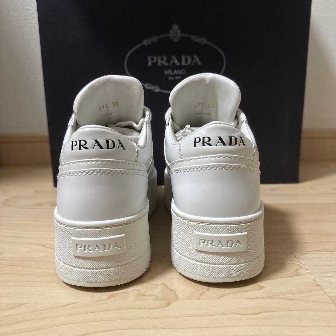 PRADA ダウンタウン ボールドレザー スニーカー 厚底 三角ロゴ 38サイズ