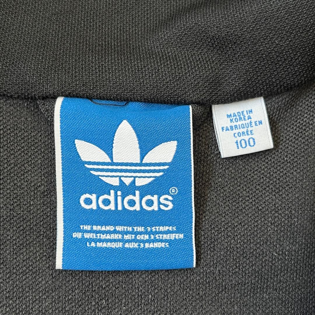 アディダス トラックジャケット 襟高 古着 トレフォイル刺繍 L 黒 18059