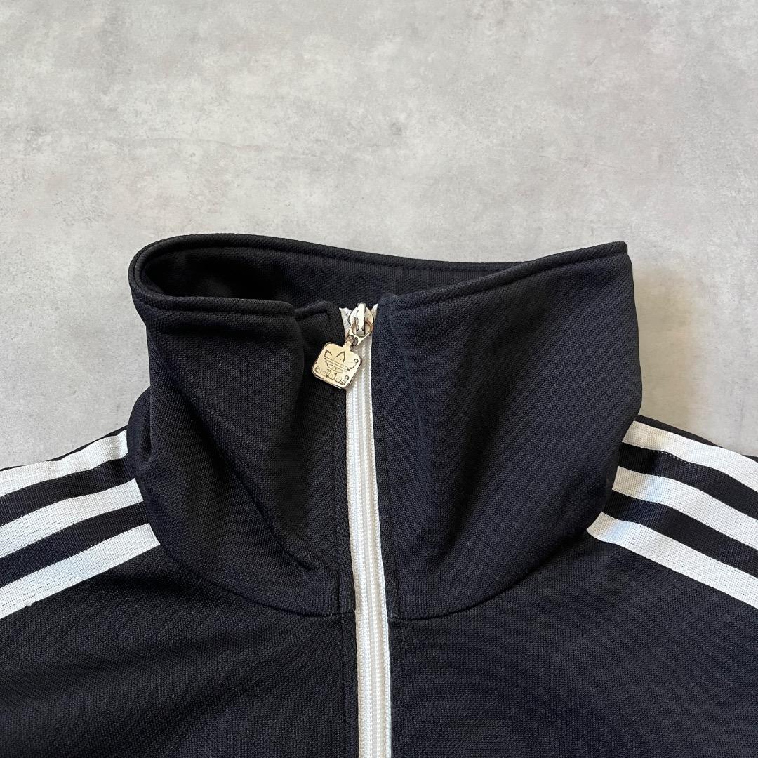 アディダス トラックジャケット 襟高 古着 トレフォイル刺繍 L 黒 18059