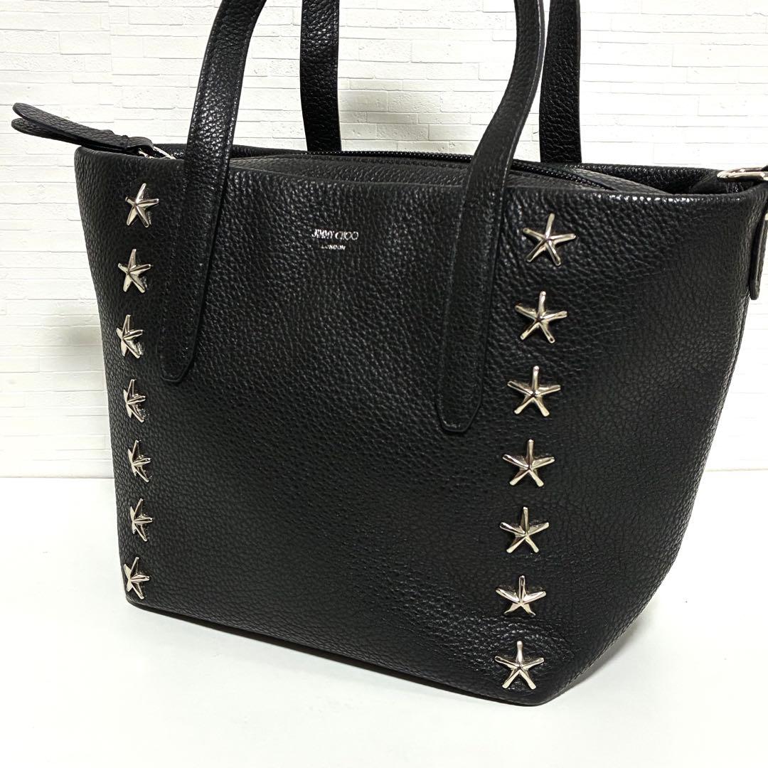 JIMMY CHOO ハンドバッグ トートバッグ ブラック レザー スタッズ