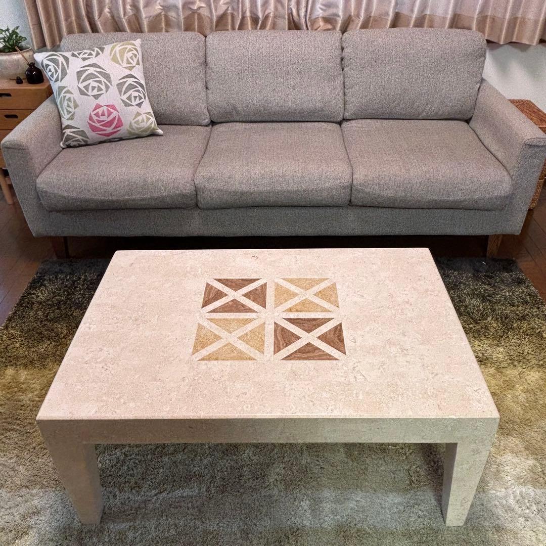 【送料込】大理石調 センターテーブル マーブル柄 コーヒーテーブル