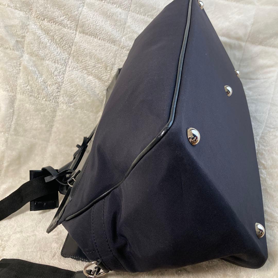 フェラガモ　2wayボストンバック　キャンバス／レザー　ロゴプレート　大容量