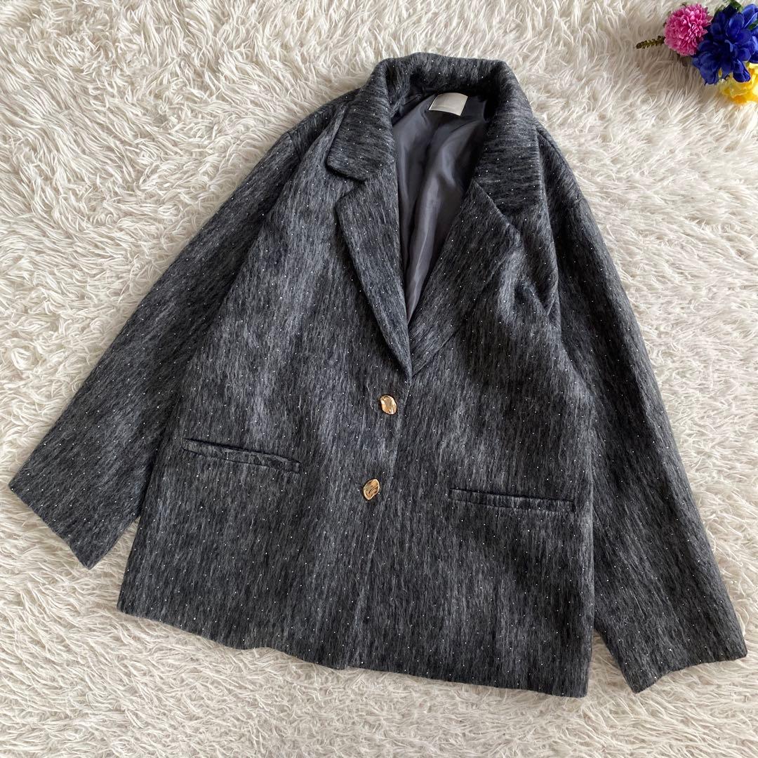 mloin nuit shaggy coat / ダークグレー