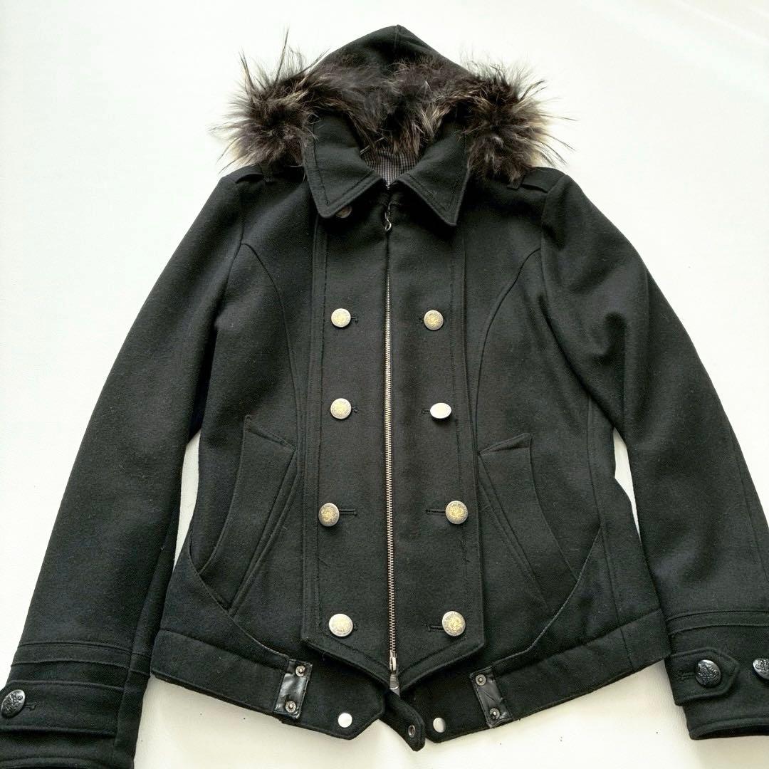 【くろ 】PPFM ナポレオンジャケット L ギミック ラクーンファー付き