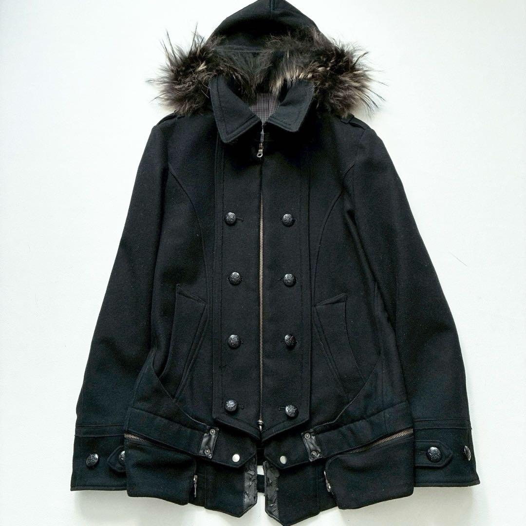 【くろ 】PPFM ナポレオンジャケット L ギミック ラクーンファー付き