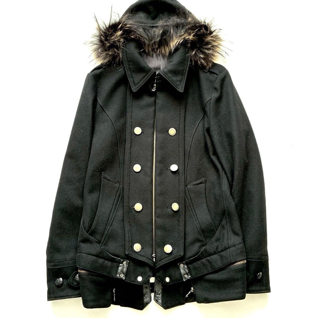 【くろ 】PPFM ナポレオンジャケット L ギミック ラクーンファー付き