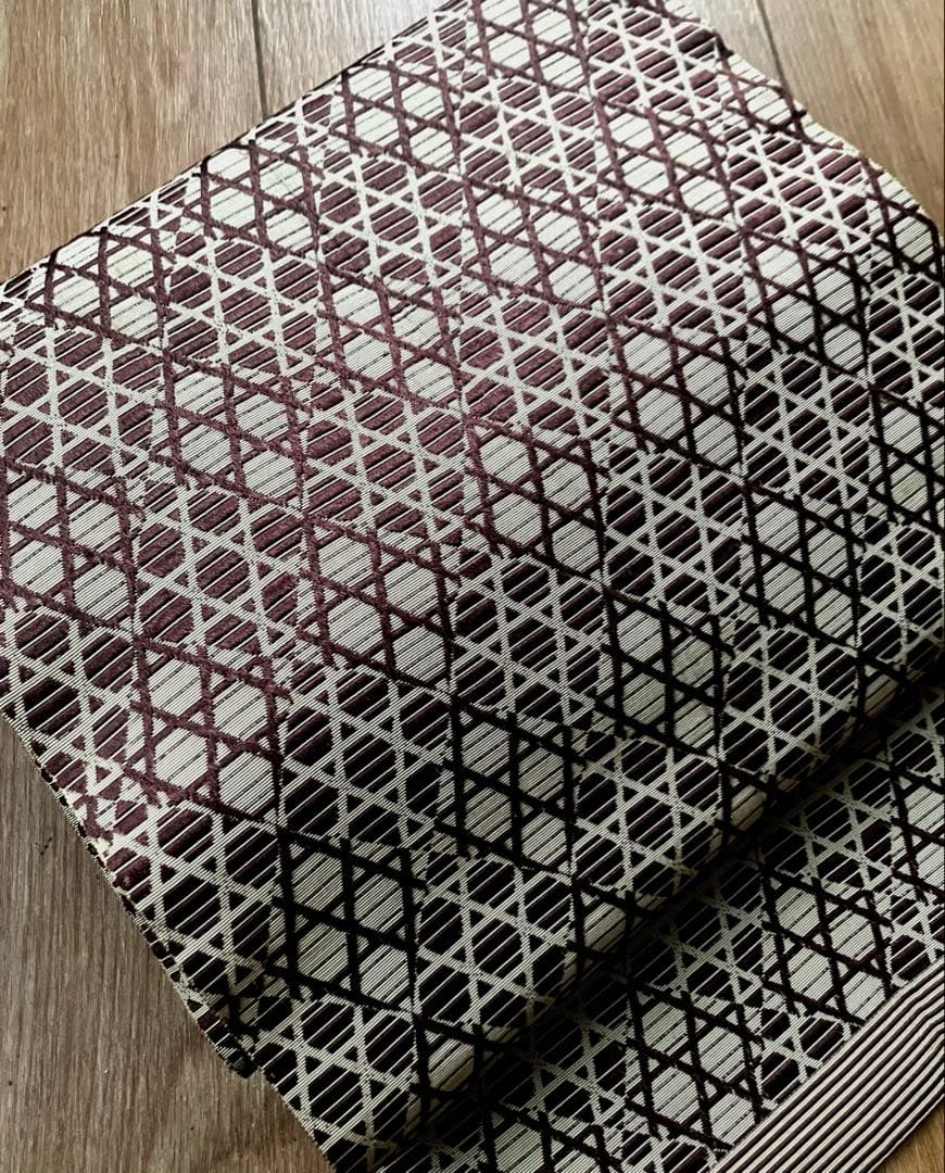 セール【西陣織、美品・両面】ハイブランドの様な洗練された抽象柄☆正絹名古屋帯