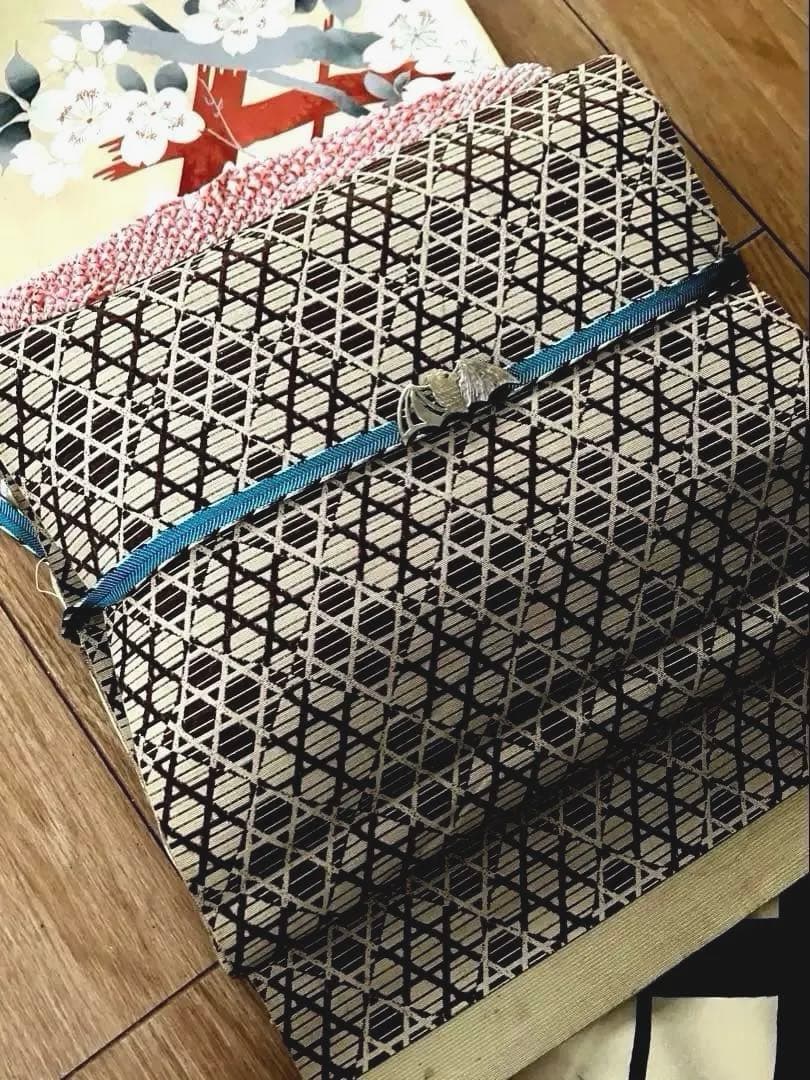 セール【西陣織、美品・両面】ハイブランドの様な洗練された抽象柄☆正絹名古屋帯