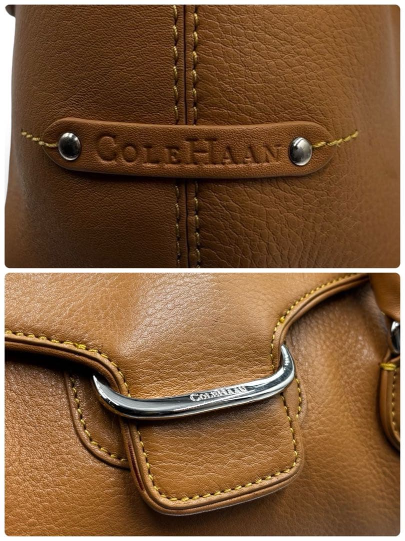 【美品】コールハーン　ショルダートートバッグ　レザー　ブラウン　ロゴ金具　肩掛け