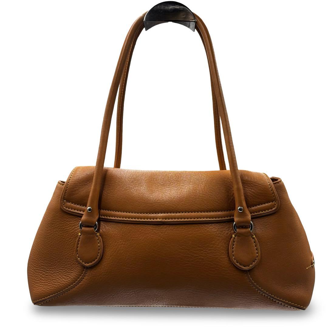【美品】コールハーン　ショルダートートバッグ　レザー　ブラウン　ロゴ金具　肩掛け