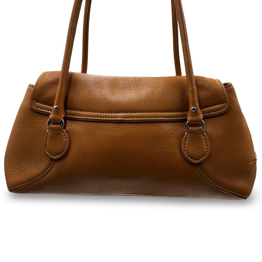 【美品】コールハーン　ショルダートートバッグ　レザー　ブラウン　ロゴ金具　肩掛け