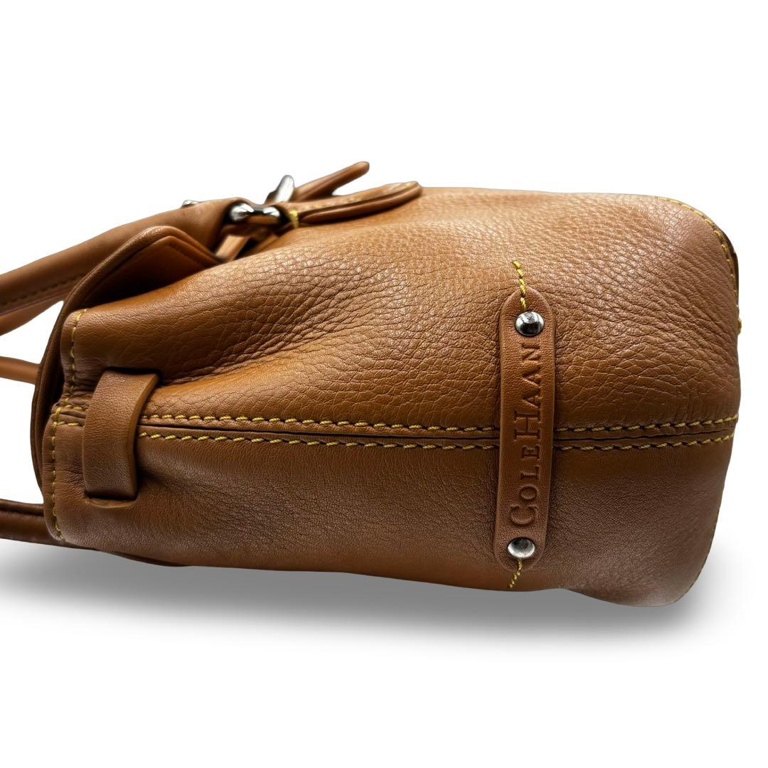 【美品】コールハーン　ショルダートートバッグ　レザー　ブラウン　ロゴ金具　肩掛け