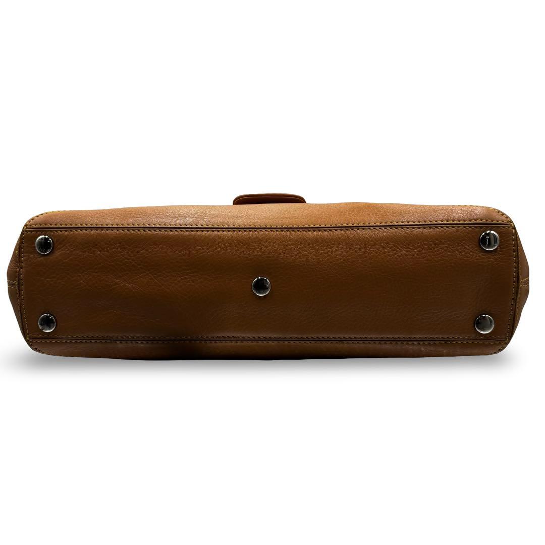 【美品】コールハーン　ショルダートートバッグ　レザー　ブラウン　ロゴ金具　肩掛け