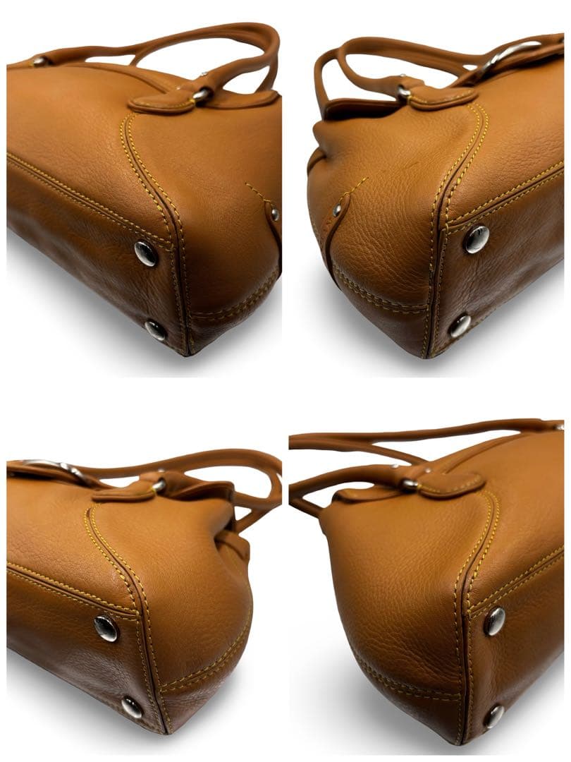 【美品】コールハーン　ショルダートートバッグ　レザー　ブラウン　ロゴ金具　肩掛け