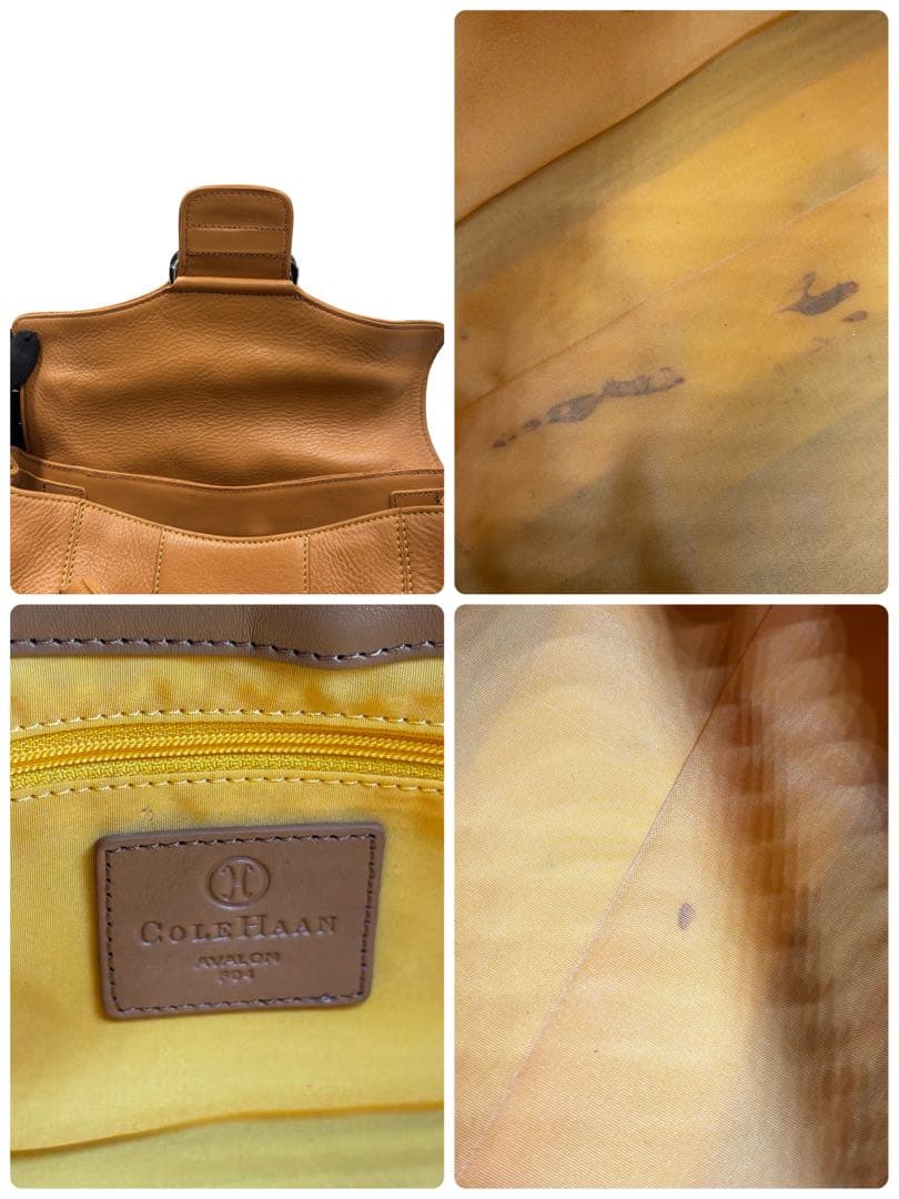 【美品】コールハーン　ショルダートートバッグ　レザー　ブラウン　ロゴ金具　肩掛け