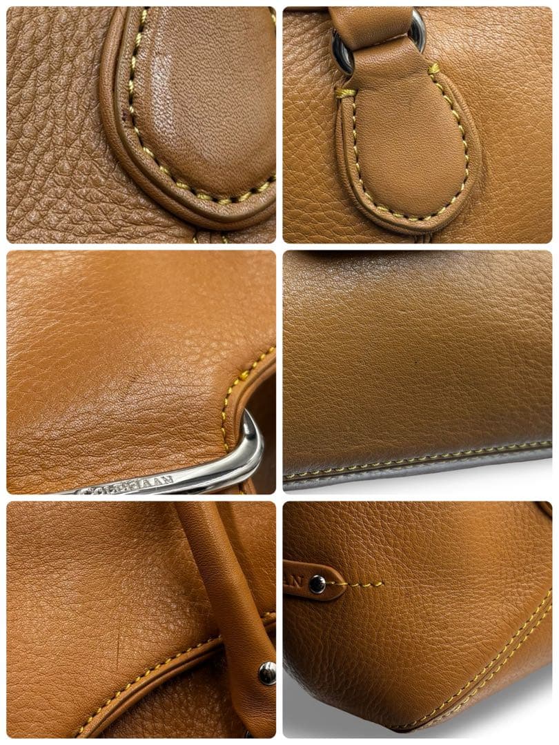 【美品】コールハーン　ショルダートートバッグ　レザー　ブラウン　ロゴ金具　肩掛け
