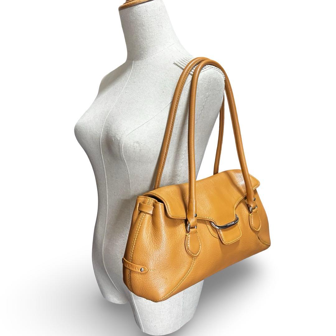 【美品】コールハーン　ショルダートートバッグ　レザー　ブラウン　ロゴ金具　肩掛け