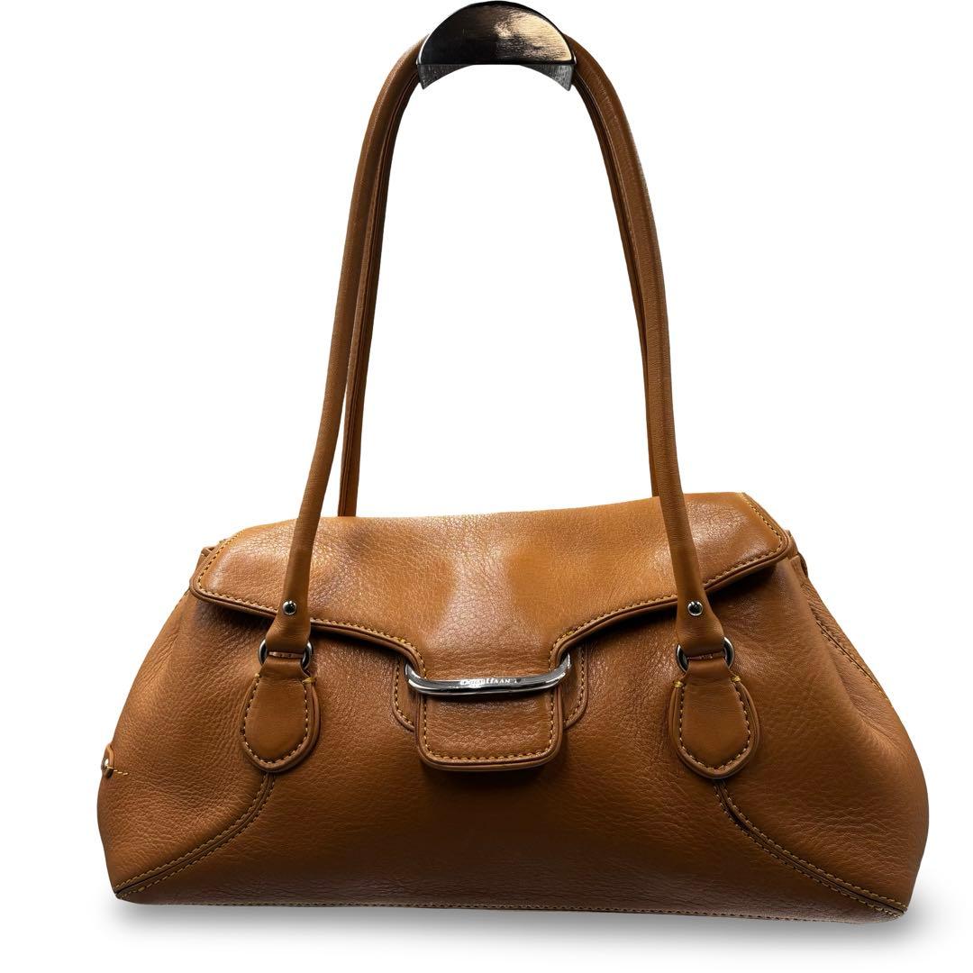 【美品】コールハーン　ショルダートートバッグ　レザー　ブラウン　ロゴ金具　肩掛け