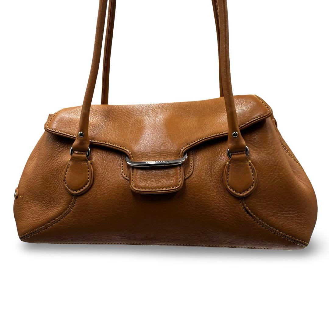 【美品】コールハーン　ショルダートートバッグ　レザー　ブラウン　ロゴ金具　肩掛け