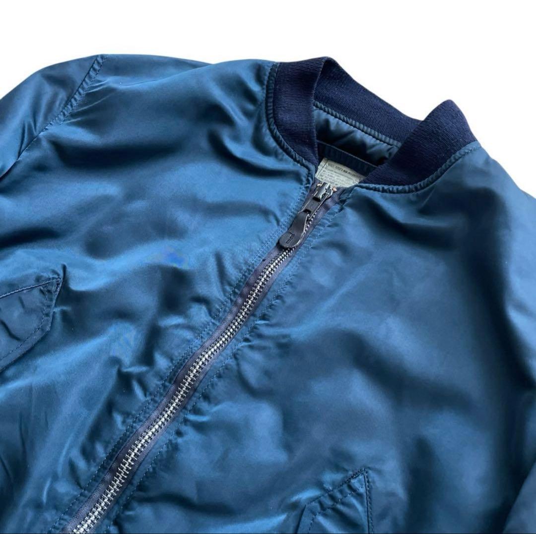 美品 90s USA製 ALPHA MA-1 グランドクルー ネイビー M