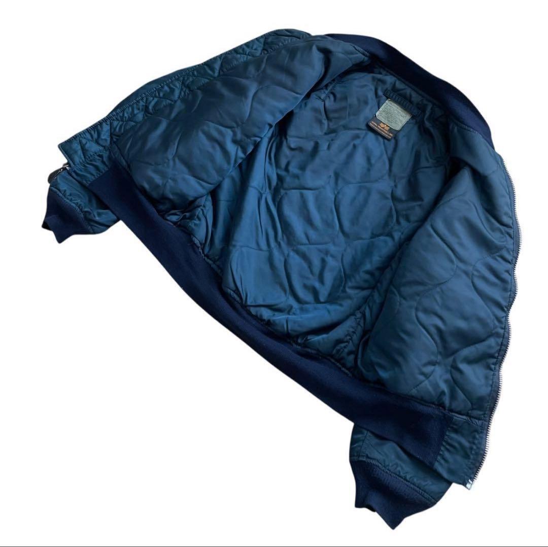 美品 90s USA製 ALPHA MA-1 グランドクルー ネイビー M