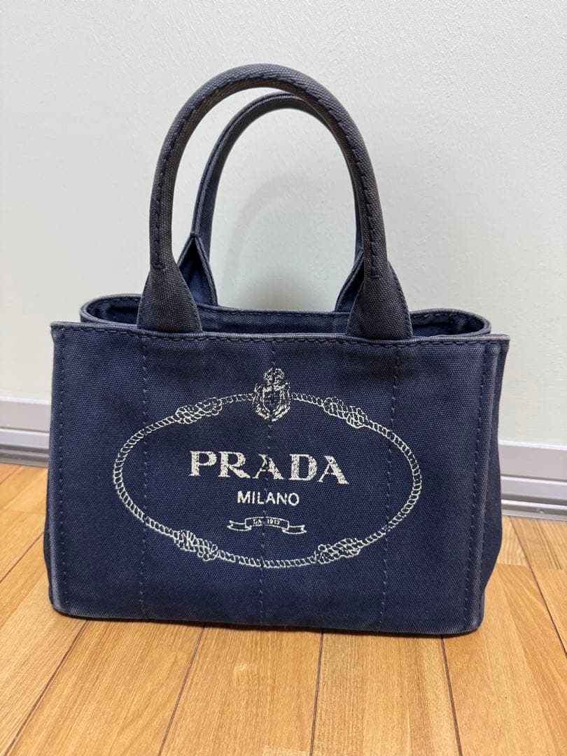 プラダ カナパ デニム ブルー ネイビー バック バッグ トートバッグ