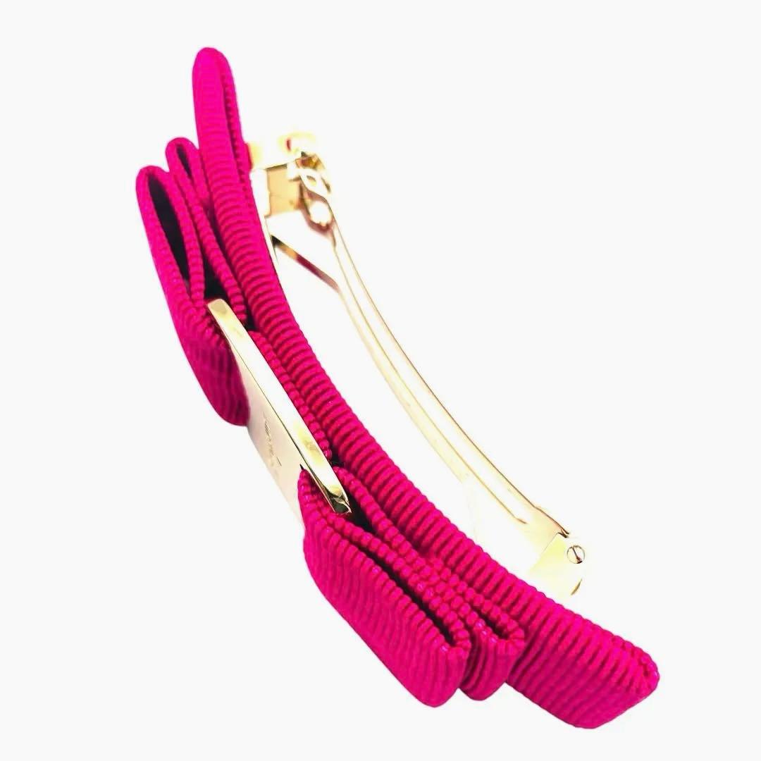 【極美品・箱付】サルヴァトーレ フェラガモ ヴァラリボン バレッタホットピンク