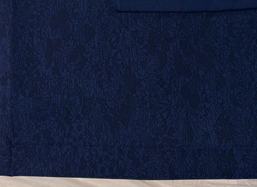 (週末値引き)藍染 濃紺 花柄 小紋 着物新品未使用