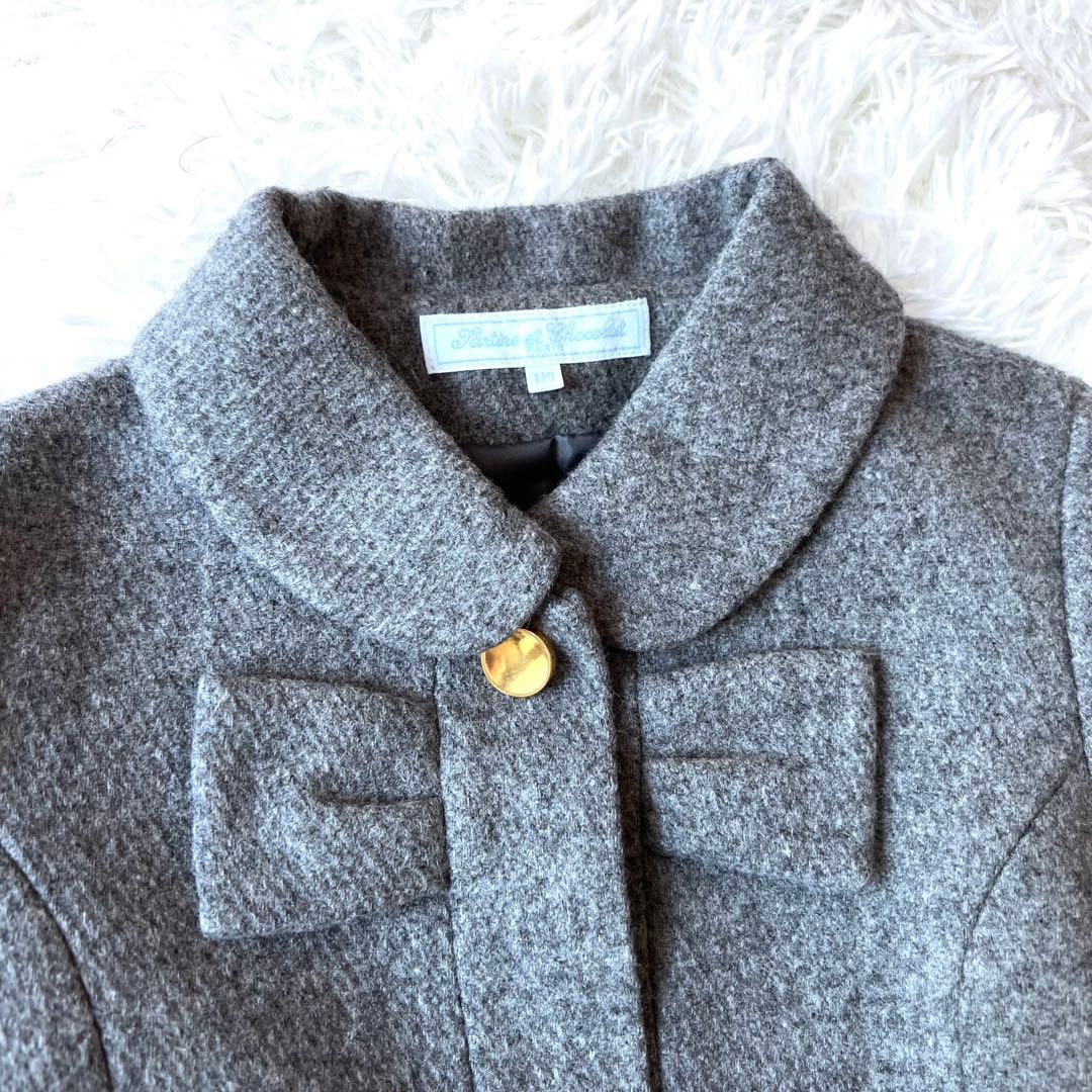 【未使用級】タルティーヌエショコラ　高級　リボン　ウールコート　110 定4万