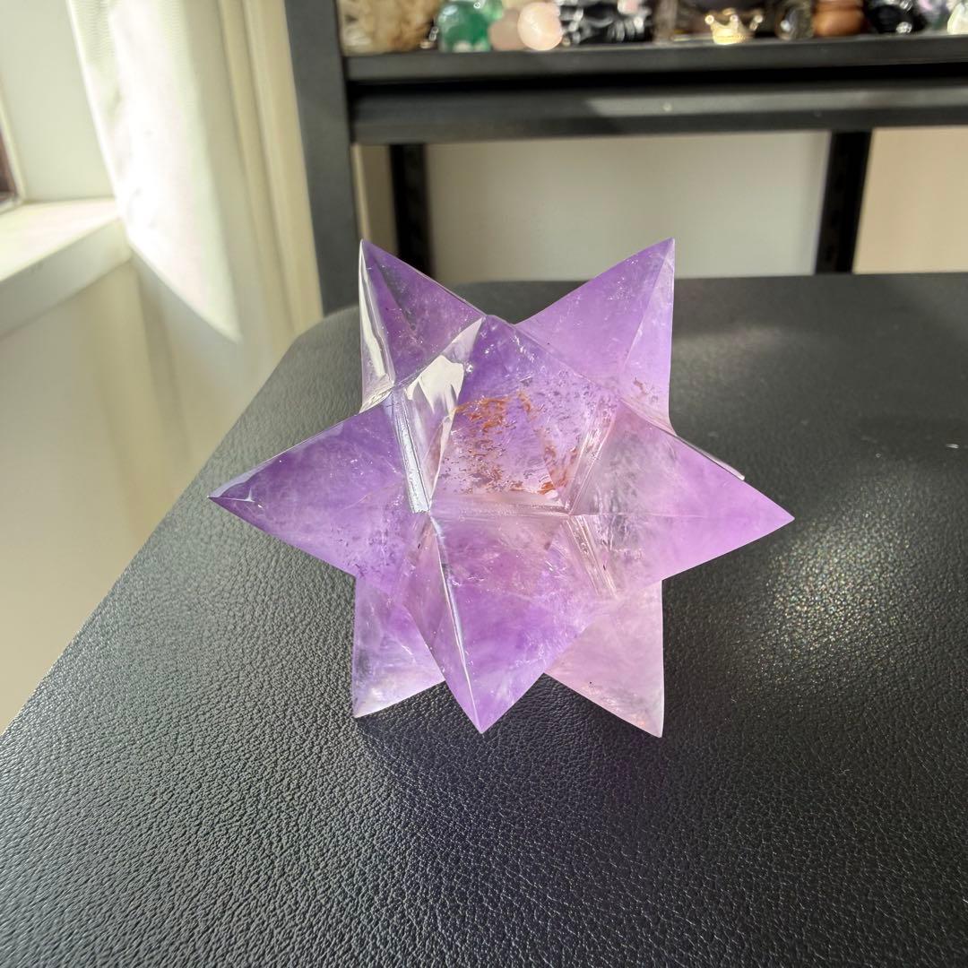 天然石アメジストのマカバスター　アスデロイド　置物　彫物NO.020914