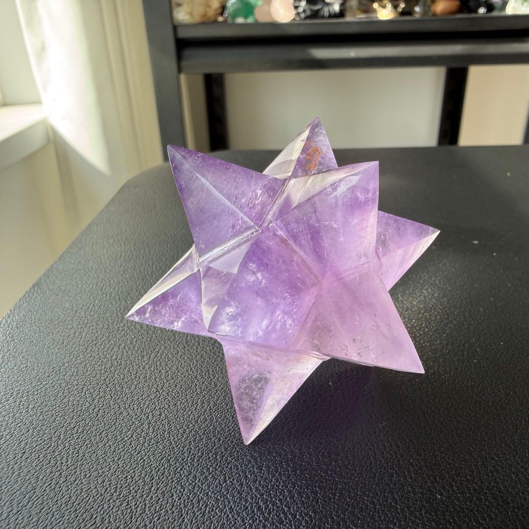 天然石アメジストのマカバスター　アスデロイド　置物　彫物NO.020914