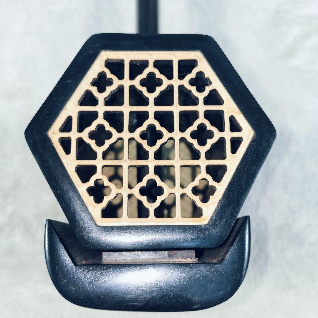 【良品】二胡　黒檀精品　蛇革　ケース付き　弓付き　説明書あり