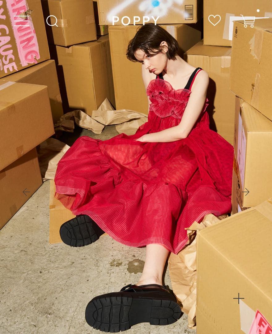 晴*様 POPPY ギャザーフリルチュールドレス　フリーサイズ