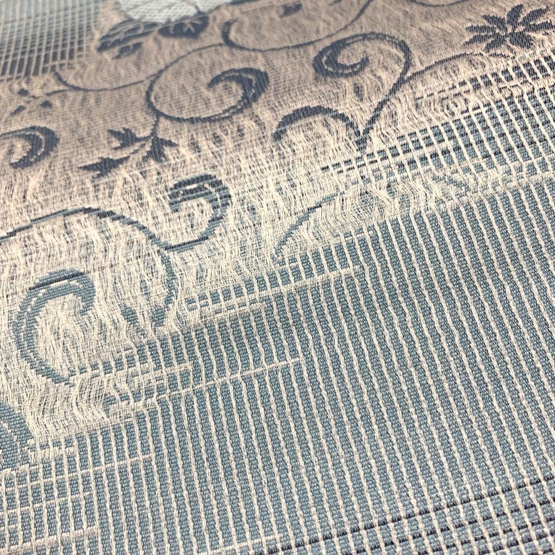 正絹　袋帯　リバーシブル　鉄線　花柄