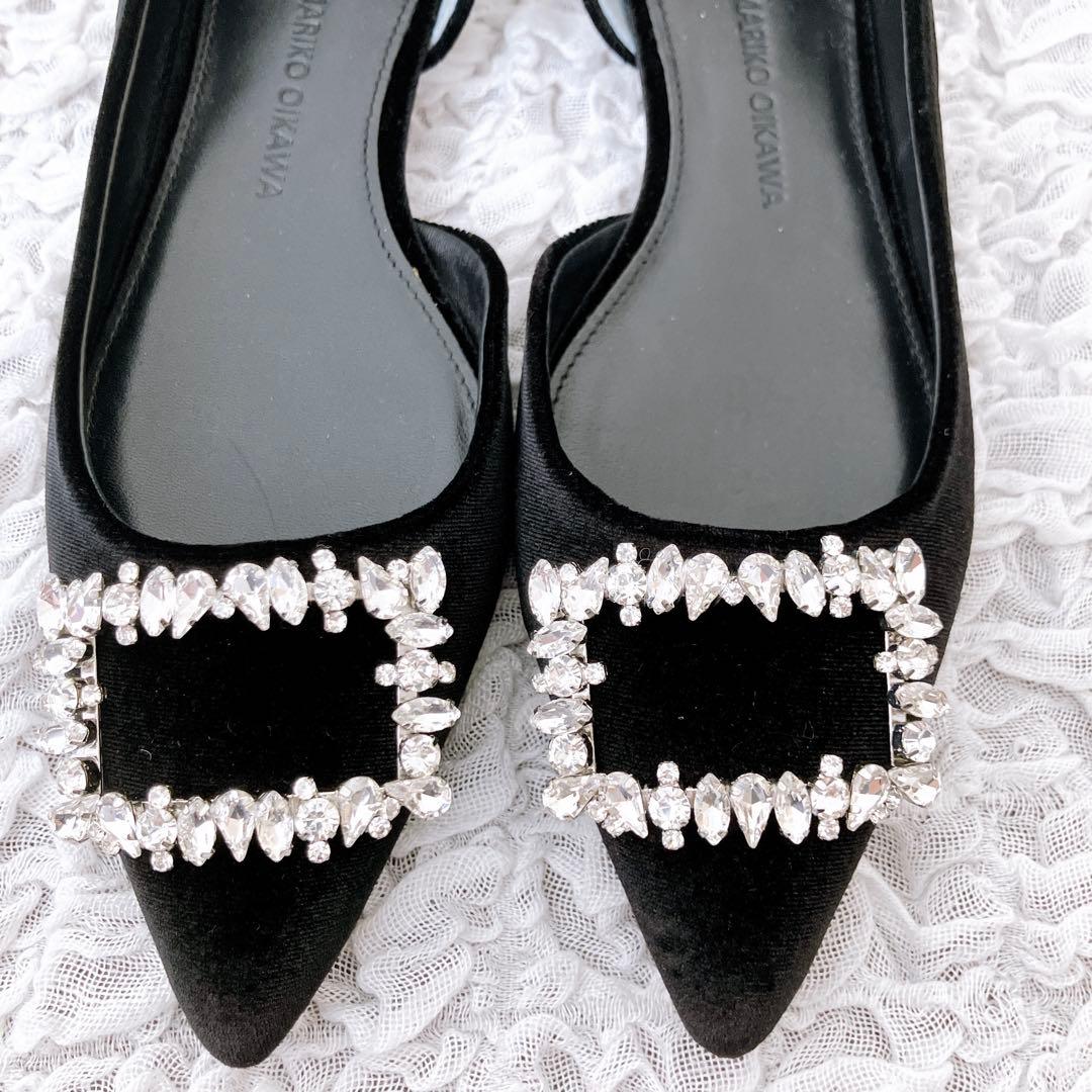 未使用【WEB限定販売】マリコオイカワ(ビジュー付フラットシューズ)23.5