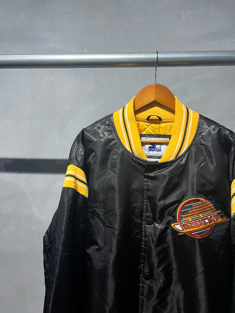 【古着】STARTER グリズリーズ　ナイロンスタジャン　ブラック