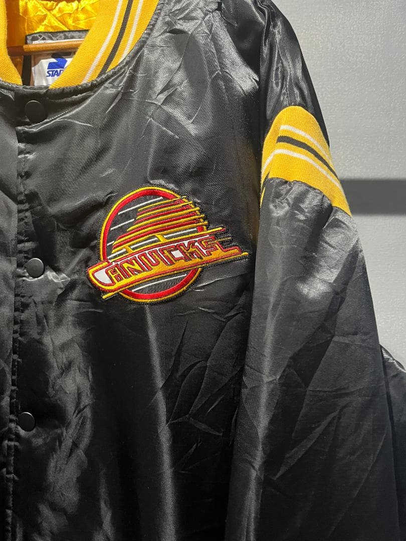 【古着】STARTER グリズリーズ　ナイロンスタジャン　ブラック