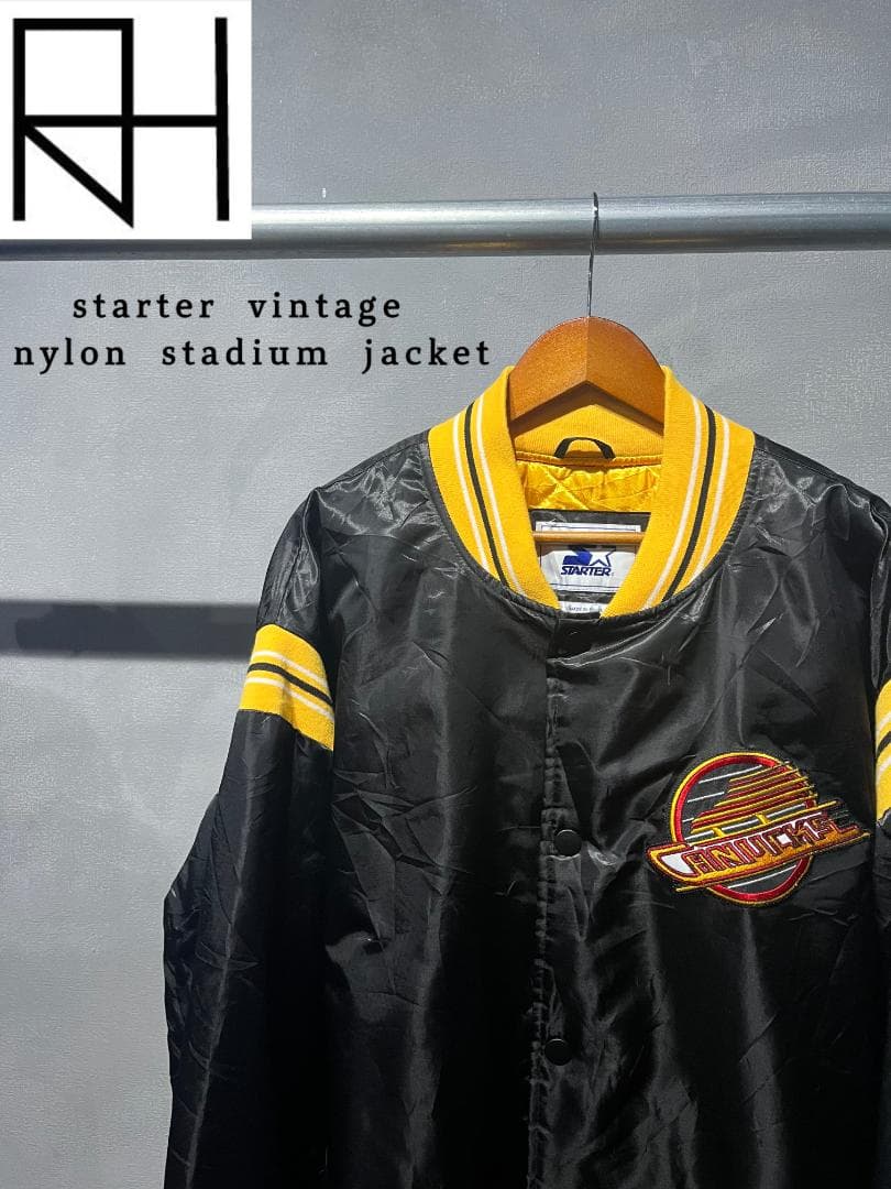 【古着】STARTER グリズリーズ　ナイロンスタジャン　ブラック