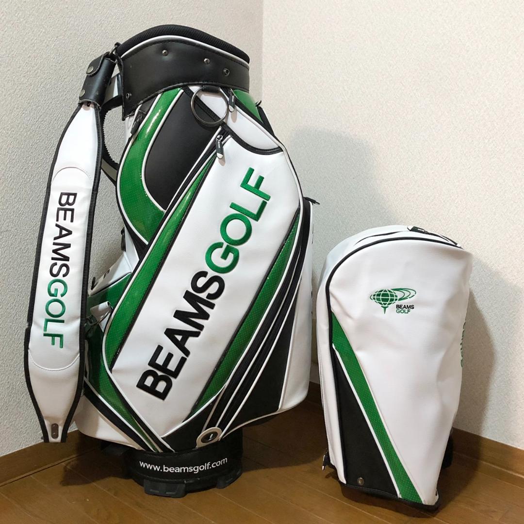 BEAMS GOLF キャディバッグ ホワイト/グリーン カート 5分割