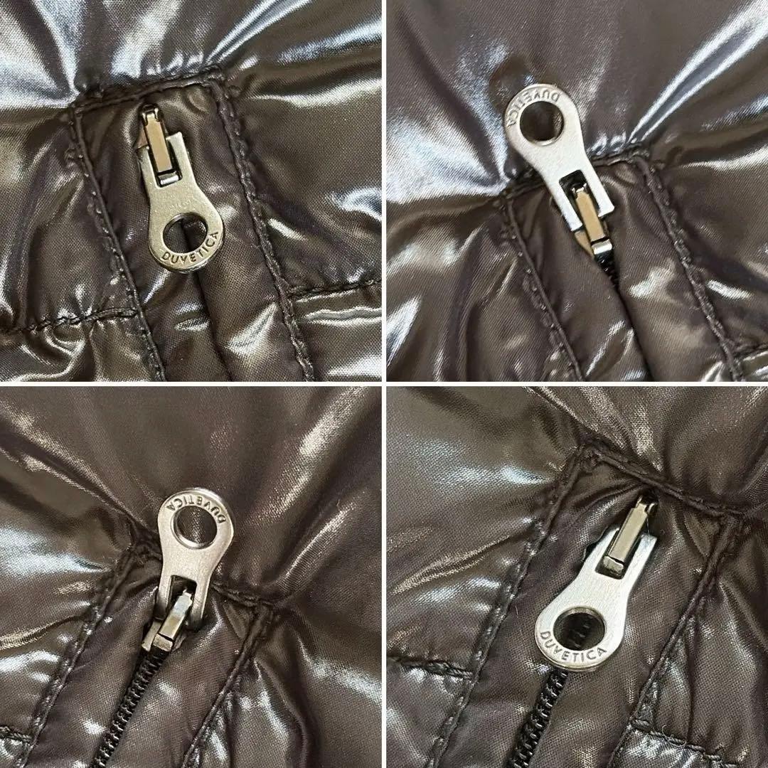 美品✨【デュベティカ】ファーフード付き2way ダウンベスト 光沢ブラック 38